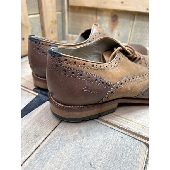 US13 Clarks Penton Formal Dress Shoes Brogues Brown Leather EU47